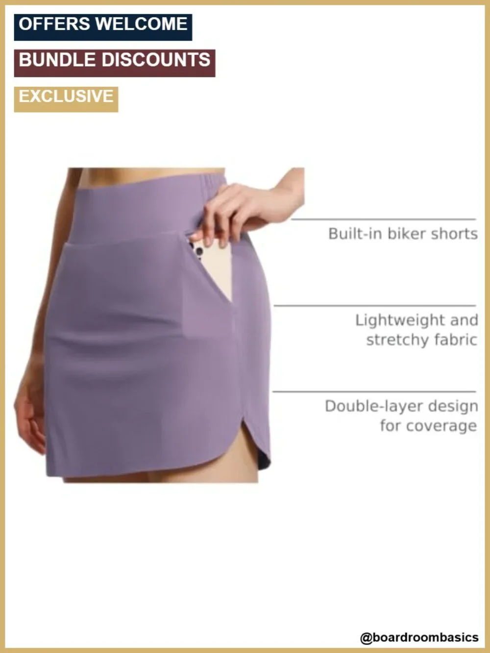 Women's Athletic Skort with Built-in Shorts, 4 Pockets, High Waist, Stretchy